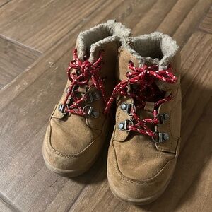 Toddler Brown Boots with Red Laces